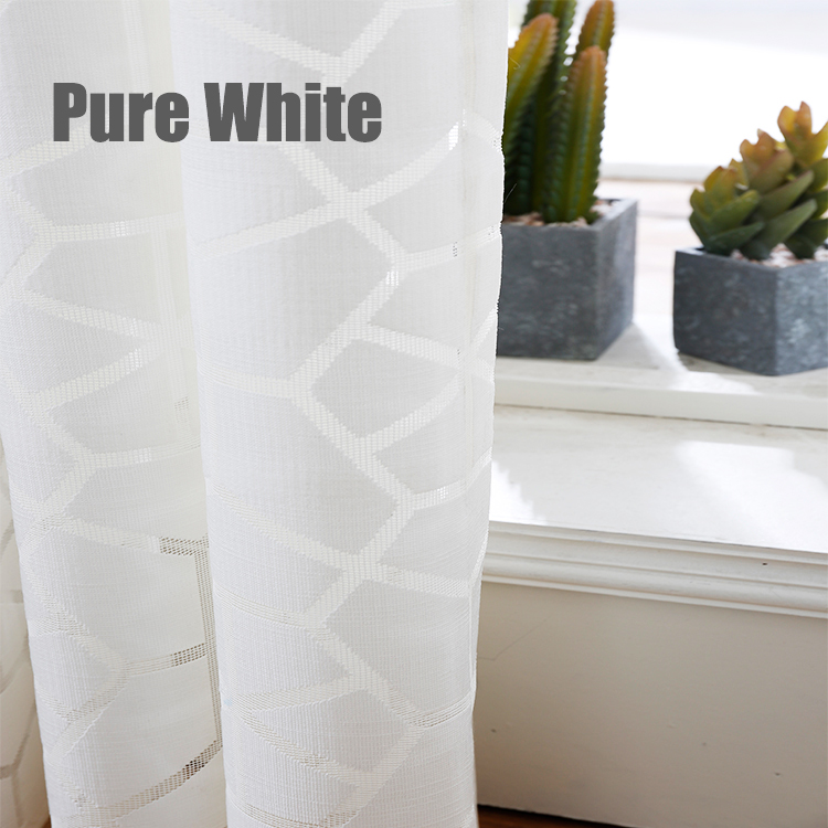 Woondecoratie mooie elegante rib tule pure voile witte woonkamer gaas pure ketting gebreide stof polyester