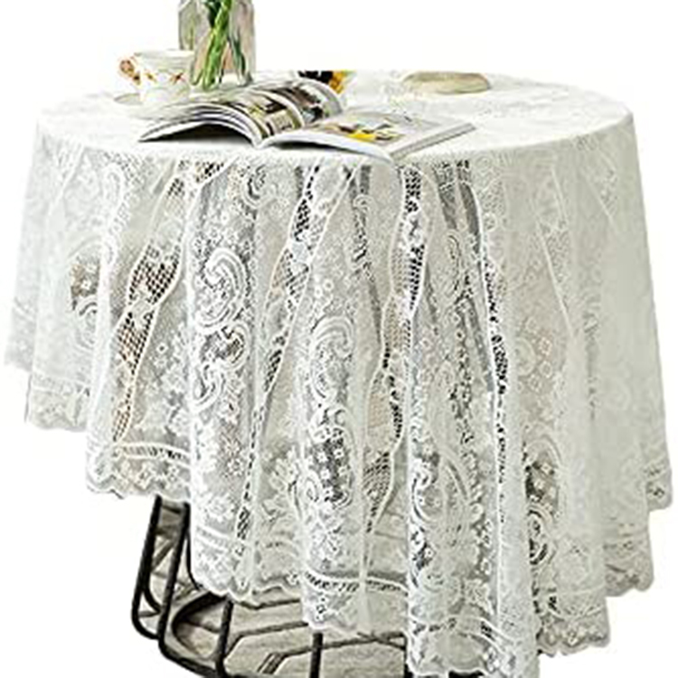 Cover diner witte bruiloft bloemen jacquard polyester kant effen tafelkleed ronde tafel stof