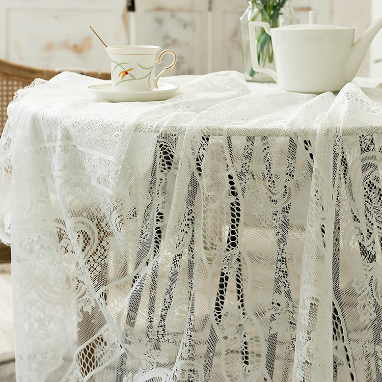 Cover diner witte bruiloft bloemen jacquard polyester kant effen tafelkleed ronde tafel stof