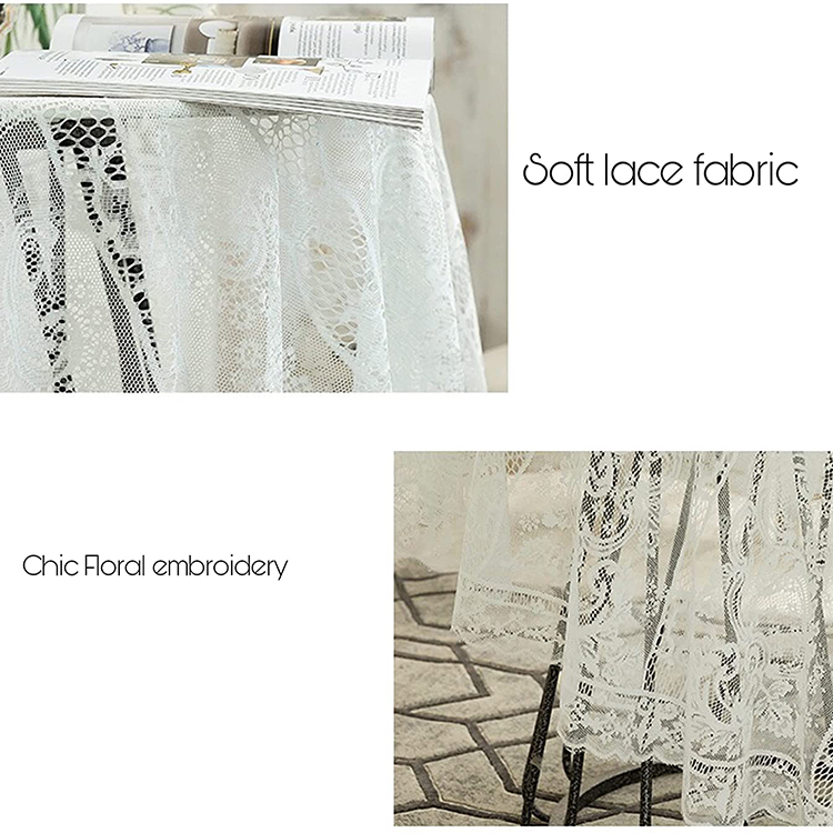 Cover diner witte bruiloft bloemen jacquard polyester kant effen tafelkleed ronde tafel stof